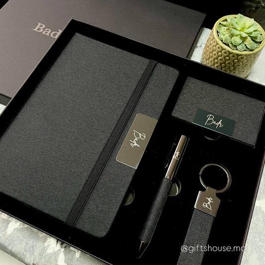 Coffret Noir Élégant Effet Jean – Cadeau Entreprise Personnalisé Maroc