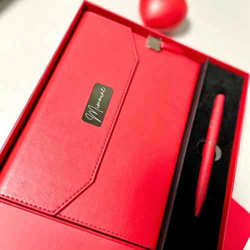 Coffret Cadeau Rouge Agenda & Stylo Personnalisés – Maroc | Gifts House
