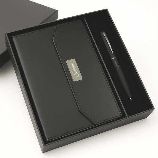 Coffret Cadeau Noir – Agenda & Stylo Personnalisés | Gifts House