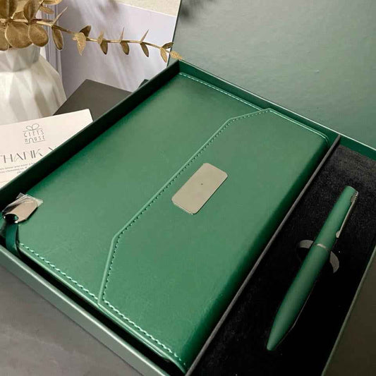 Coffret Cadeau Vert Agenda & Stylo Personnalisés – Maroc | Gifts House