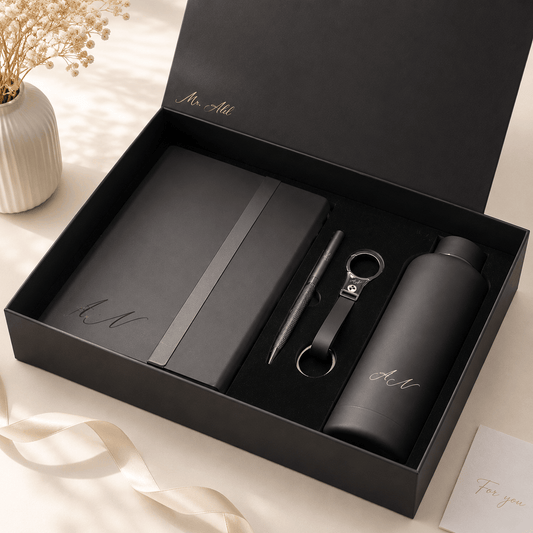 Coffret Majestic Black Personnalisé – Cadeau Luxe Maroc | Gifts House