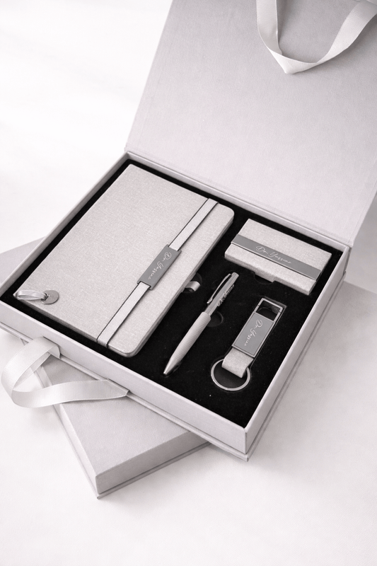 Coffret 4 Pièces Luxe Effet Jean – Cadeau Entreprise Personnalisé Maroc