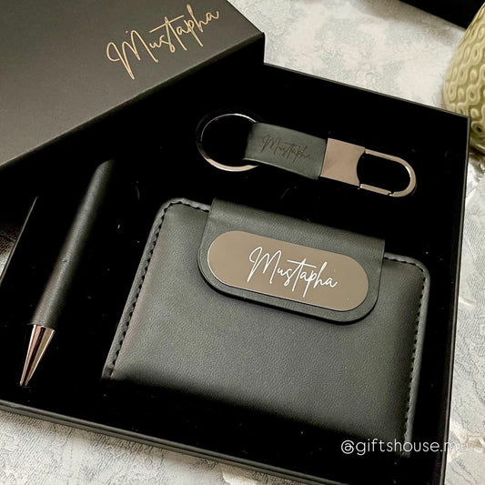 Coffret Cadeau Homme Personnalisé Cuir – 3 Pièces Gravées | Gifts House